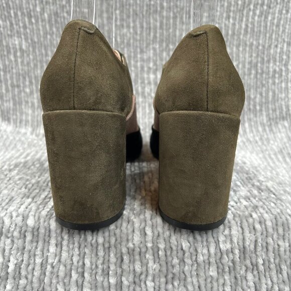 L'Autre Chose Olive, Black Italian Suede Leather Stack Heel Ankle Boot Bootie 36 - Picture 8 of 10